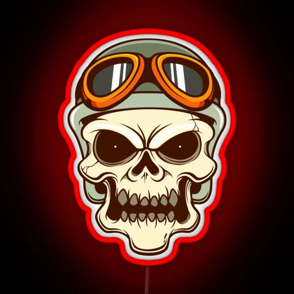 Funny Biker Skull RGB Neon Sign
