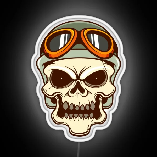 Funny Biker Skull RGB Neon Sign