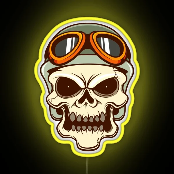 Funny Biker Skull RGB Neon Sign