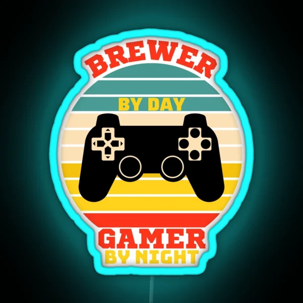 Funny Brewer Gaming Vintage Video Games Lovers RGB Neon Sign