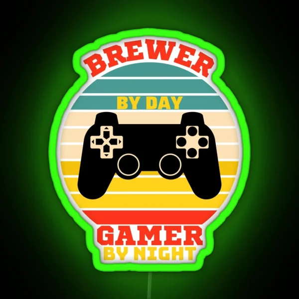 Funny Brewer Gaming Vintage Video Games Lovers RGB Neon Sign