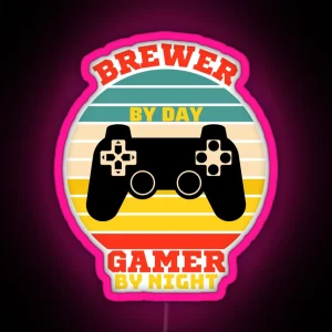 Funny Brewer Gaming Vintage Video Games Lovers RGB Neon Sign