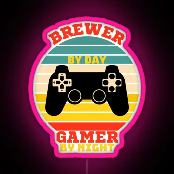 Funny Brewer Gaming Vintage Video Games Lovers RGB Neon Sign