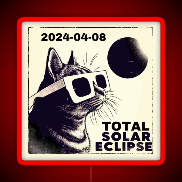 Funny Cat Total Solar Eclipse 2024 RGB Neon Sign