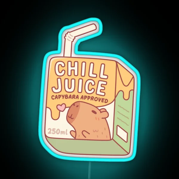 Funny Chill Juice Capybara Approved Juice Box RGB Neon Sign