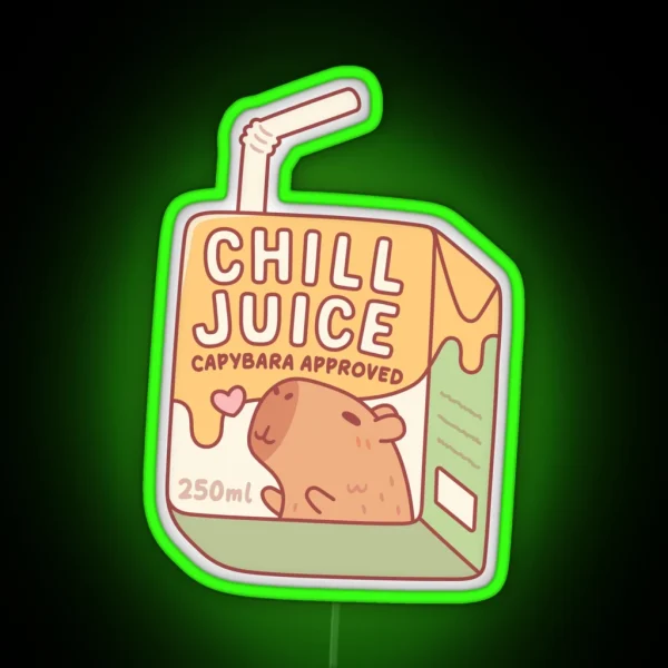 Funny Chill Juice Capybara Approved Juice Box RGB Neon Sign