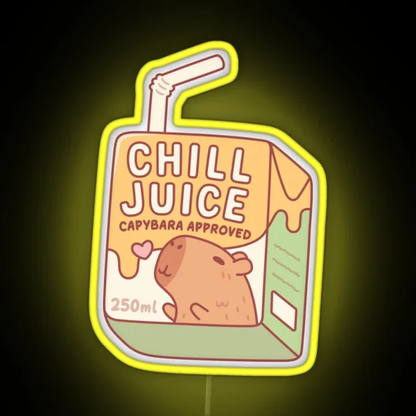 Funny Chill Juice Capybara Approved Juice Box RGB Neon Sign
