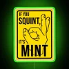 Whimsical Construction Site Humor Neon Sign in Fresh Mint Color