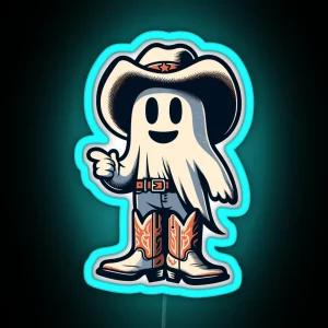 Funny Cowboy Ghost Halloween Party Costume Idea RGB Neon Sign