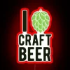 Humorously quotes hops in eye-catching, color-changing neon craft beer decor.