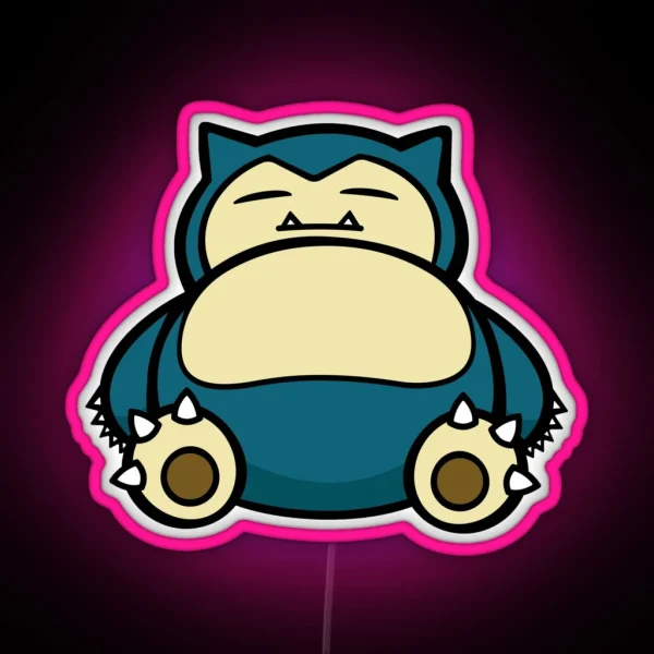 Funny Cute Snorlax Cartoon Anime Meme RGB Neon Sign