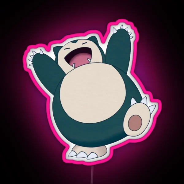 Funny Cute Snorlax Cartoon Anime Meme RGB Neon Sign