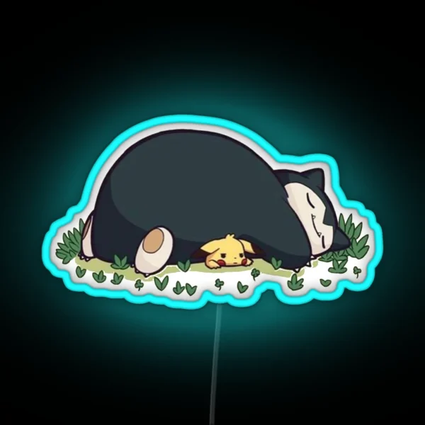 Funny Cute Snorlax Cartoon Anime Memes RGB Neon Sign
