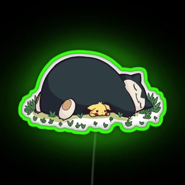 Funny Cute Snorlax Cartoon Anime Memes RGB Neon Sign