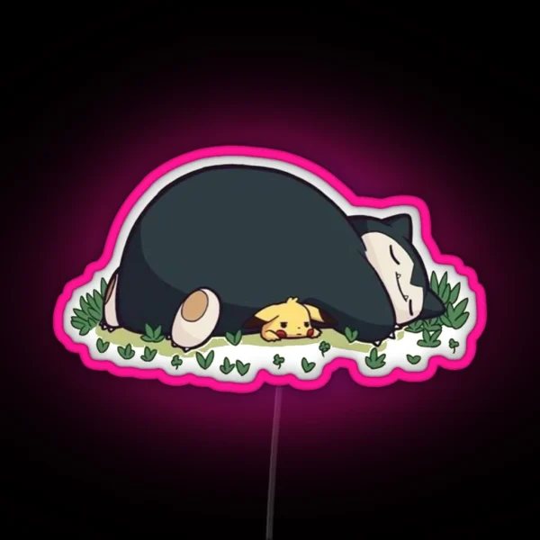 Funny Cute Snorlax Cartoon Anime Memes RGB Neon Sign