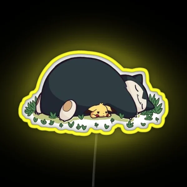 Funny Cute Snorlax Cartoon Anime Memes RGB Neon Sign