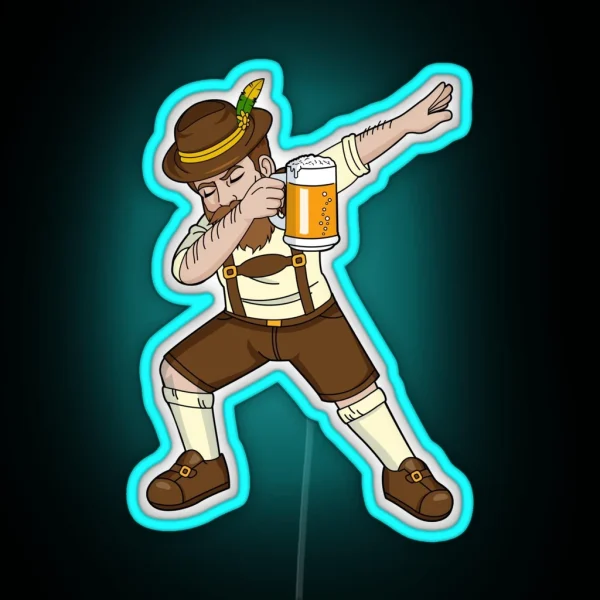 Funny Dabbing Bavarian Beer Guy RGB Neon Sign