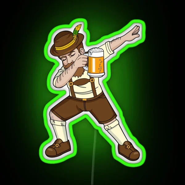 Funny Dabbing Bavarian Beer Guy RGB Neon Sign