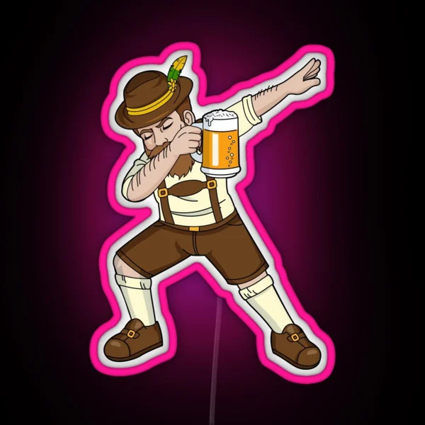Funny Dabbing Bavarian Beer Guy RGB Neon Sign