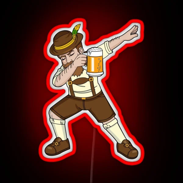 Funny Dabbing Bavarian Beer Guy RGB Neon Sign