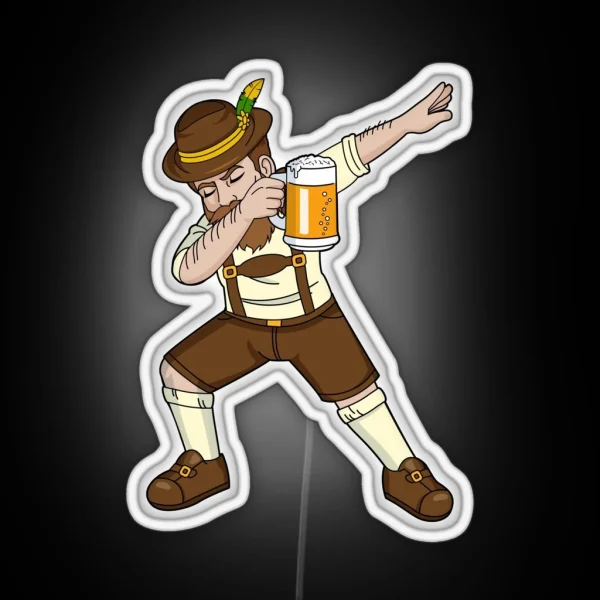 Funny Dabbing Bavarian Beer Guy RGB Neon Sign