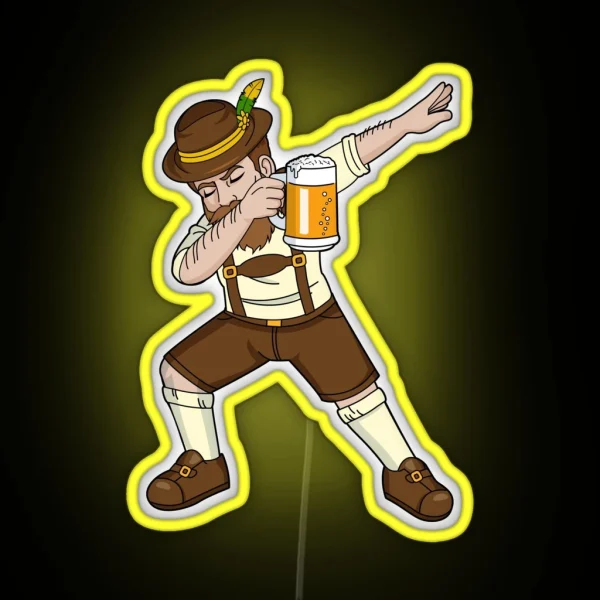 Funny Dabbing Bavarian Beer Guy RGB Neon Sign