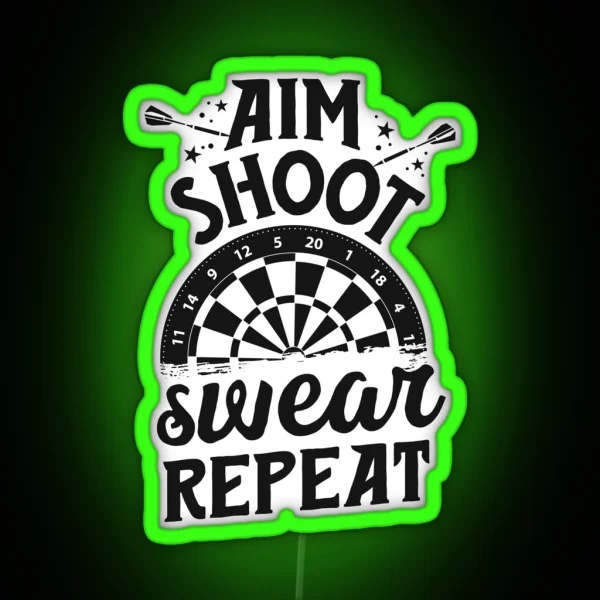 Funny Dart League Dart Player Gifts Aim Shoot Swear RGB Neon Sign