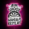 Vibrant RGB Neon Sign for Dart Players with Humorous Dart League Theme