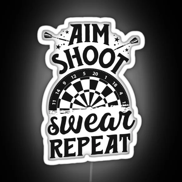 Funny Dart League Dart Player Gifts Aim Shoot Swear RGB Neon Sign