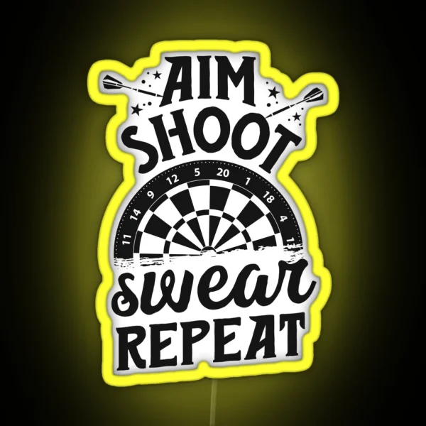 Funny Dart League Dart Player Gifts Aim Shoot Swear RGB Neon Sign