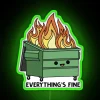 Colorful 'Everything's Fine' Dumpster Fire Neon Sign for Whimsical Decor Spaces