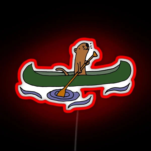 Funny Funky Cool Sea Otter Canoeing RGB Neon Sign