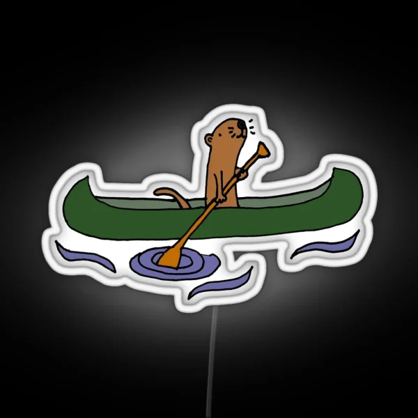 Funny Funky Cool Sea Otter Canoeing RGB Neon Sign