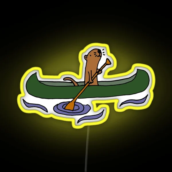 Funny Funky Cool Sea Otter Canoeing RGB Neon Sign