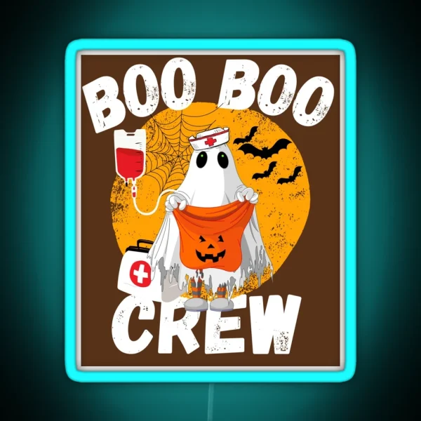 Funny Halloween Nurse Crew Boo Boo Crew RGB Neon Sign