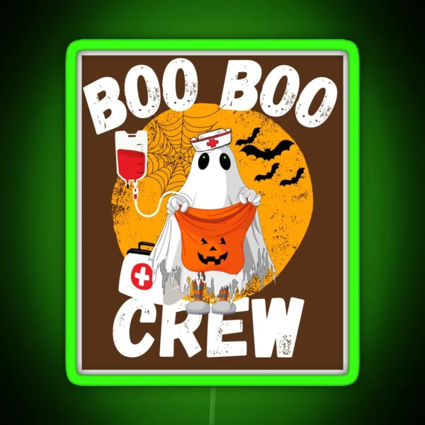 Funny Halloween Nurse Crew Boo Boo Crew RGB Neon Sign