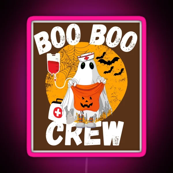 Funny Halloween Nurse Crew Boo Boo Crew RGB Neon Sign