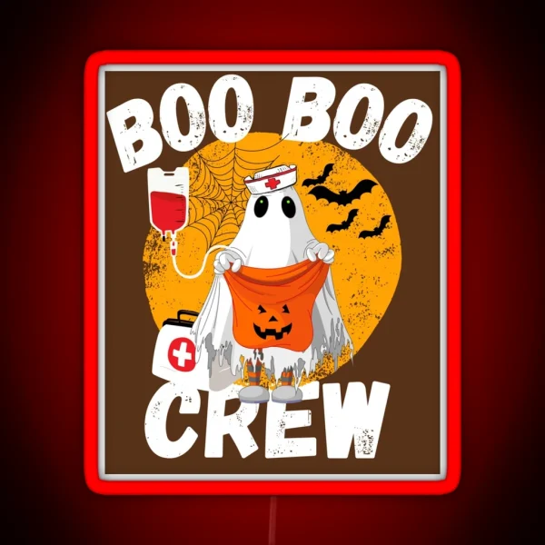 Funny Halloween Nurse Crew Boo Boo Crew RGB Neon Sign