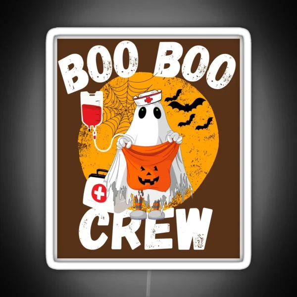 Funny Halloween Nurse Crew Boo Boo Crew RGB Neon Sign
