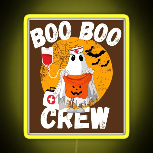 Funny Halloween Nurse Crew Boo Boo Crew RGB Neon Sign