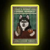 Whiskey Loving Husky Dog Quote Colorful RGB Neon LED Sign Display