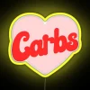 Customizable LED sign with funny I Love Carbs RGB printing.