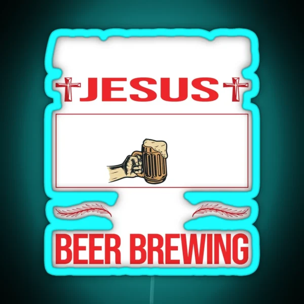 Funny Jesus Beer Brewing RGB Neon Sign