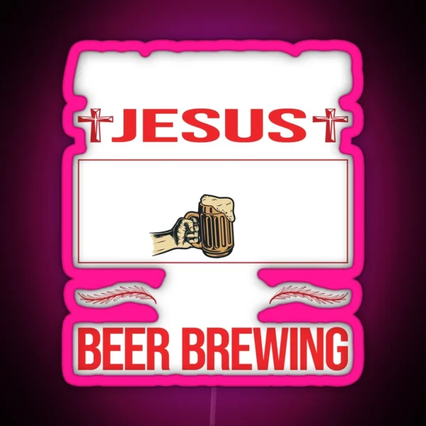 Funny Jesus Beer Brewing RGB Neon Sign