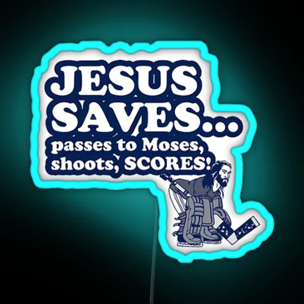 Funny Jesus Hockey RGB Neon Sign