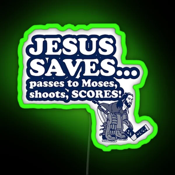 Funny Jesus Hockey RGB Neon Sign