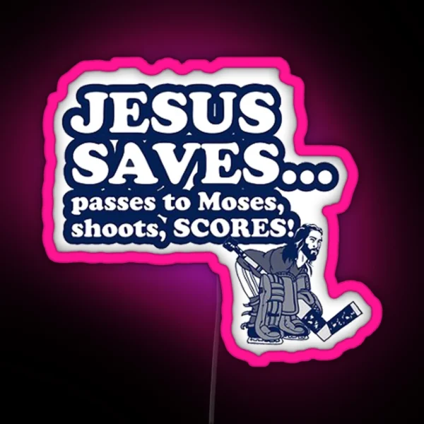Funny Jesus Hockey RGB Neon Sign