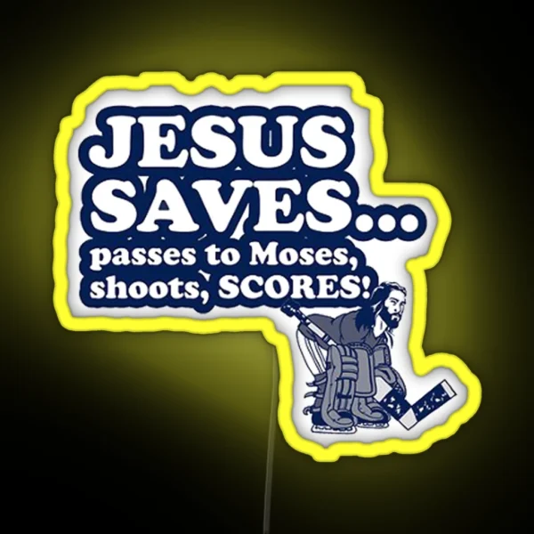 Funny Jesus Hockey RGB Neon Sign