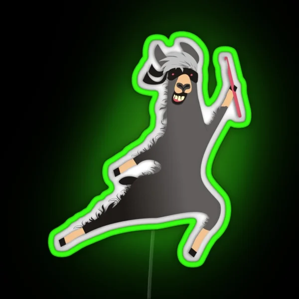 Funny Llama Ninja Crochet Hook RGB Neon Sign