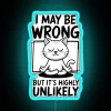 Funny meditating cat humor neon sign with vibrant RGB lights